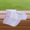 thumbnail image 2 of Bling Rhinestones Sun Visor Hat Sun Protection Hat for Women Men Beach White Color White, 2 of 9
