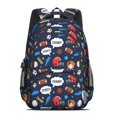 thumbnail image 2 of Football and Basketball Navy Pattern Backpack for School, Cute School Bag with Adjustable Shoulder Straps and Padded Back, 16.9"x12.6"x5.9", 2 of 5