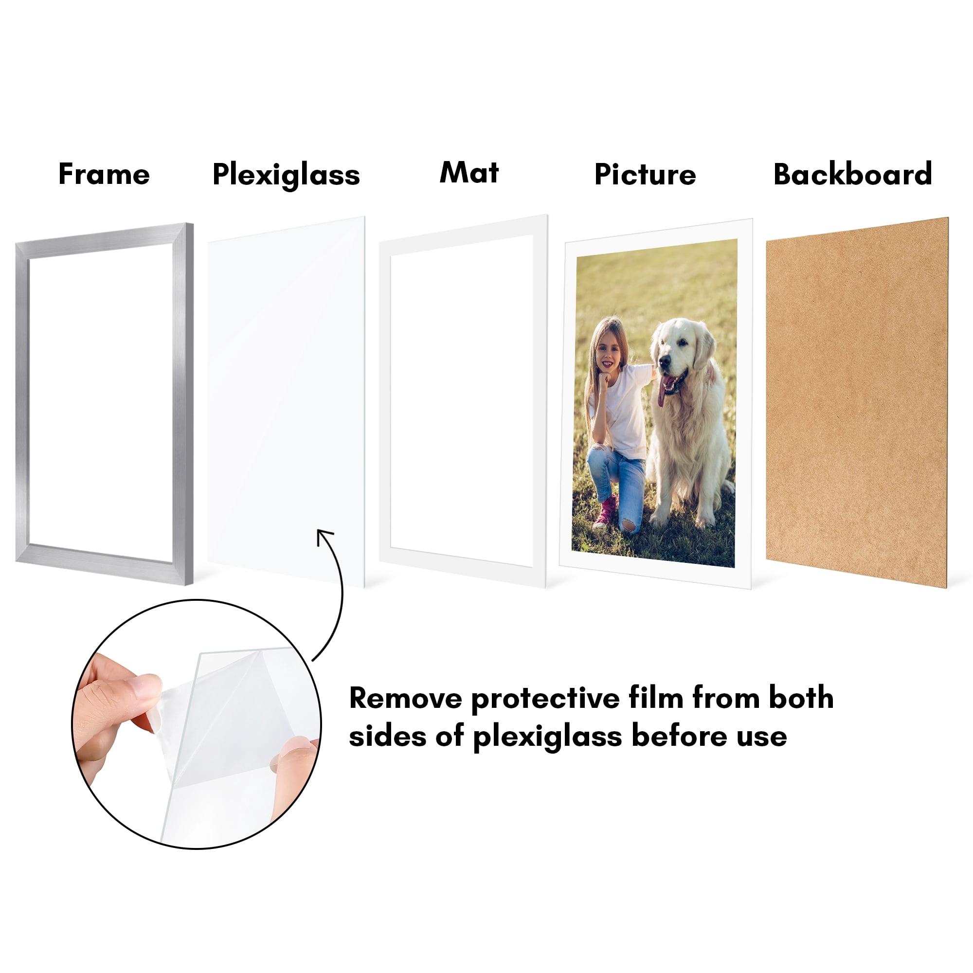 Americanflat 13x19 Picture Frame with Polished Plexiglass with 11x17 Mat 2 Pack Display Photo Frames - Silver