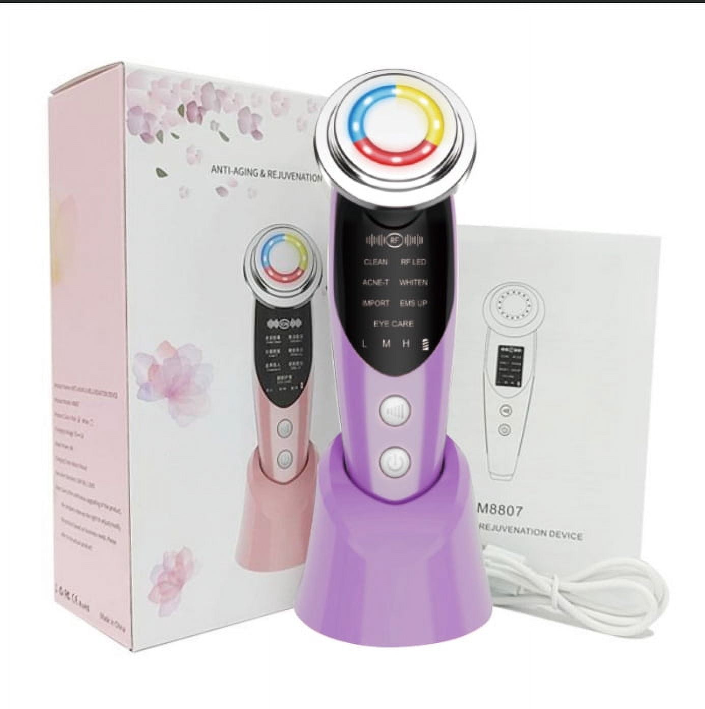 Advanced Facial Massager with Red and Blue Light Therapy for Skin Rejuvenation and Cleansing