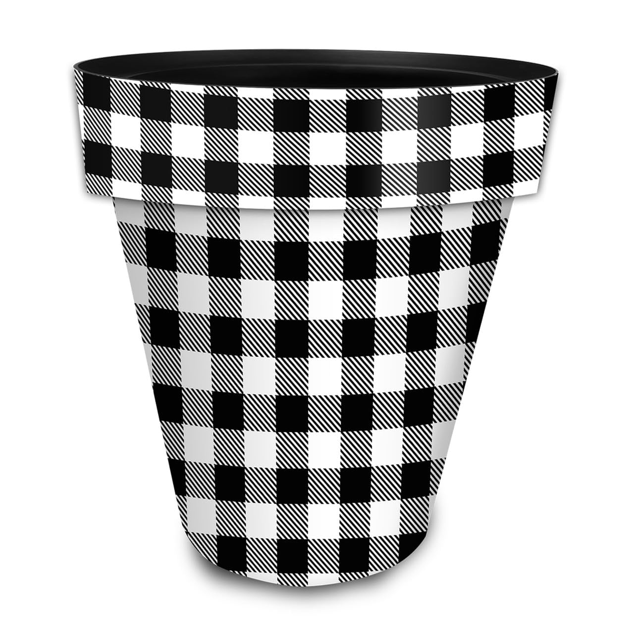 Briarwood Lane Everyday Planter 14" x 15" x 15" Black and White Buffalo Check Large Planter
