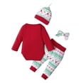 thumbnail image 3 of Baby Boy Girl Christmas Outfit, Esho My First Christmas Romper + Striped Pants with Hat & Headband, Infant Xmas Clothes Gift 0-18 Months, 3 of 8
