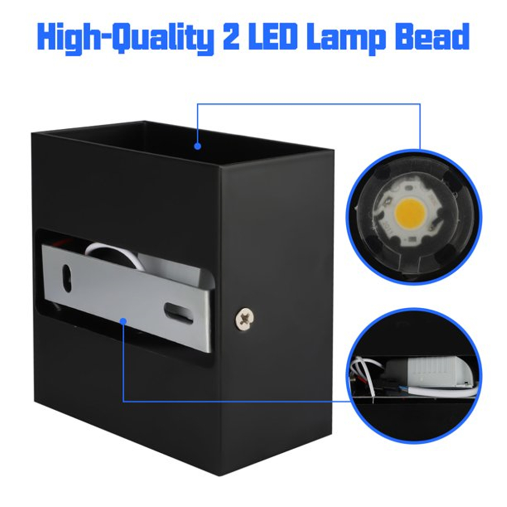 EIMELI LED Cube Exterior Aluminum Wall Lamp Modern Fixture Light 86-265V Adjustable Outdoor Indoor Wall Sconce Lamp Up Down (Black & Cold Light)