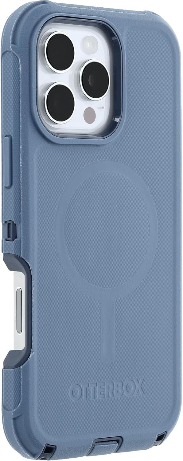 OtterBox iPhone 16 Pro Max (Only) Defender Series MagSafe Case - Baby Blue Jeans (Blue) - Holster Clip Included - Built-in Magnets - Screenless - Rugged & Durable - with Port Protection - Non-Retail