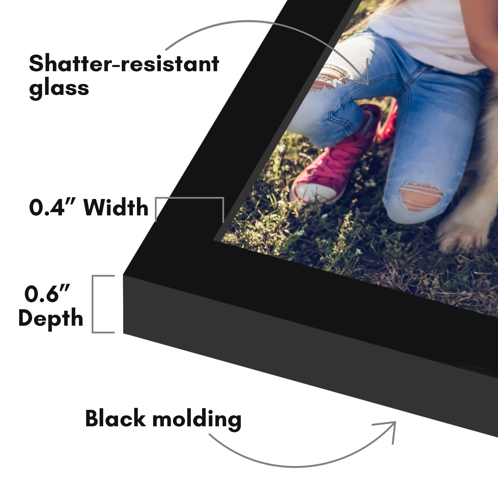 Americanflat 9x11 Picture Frame with Shatter-Resistant Glass Streamline Collection Thin Border Photo - Black