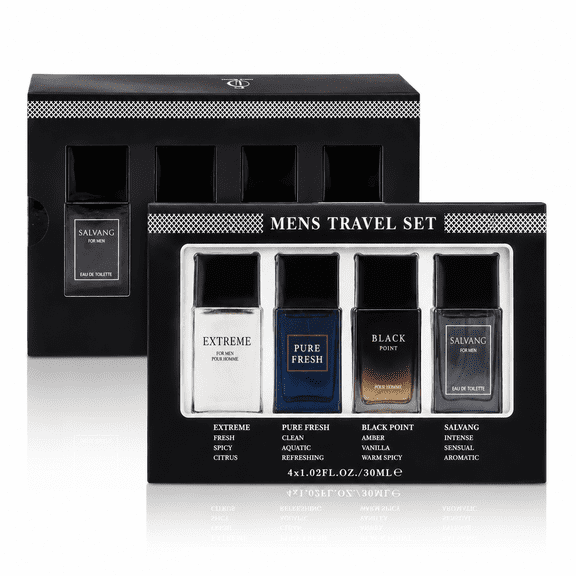 Men's Cologne Gift Set, Fresh Spicy Woody, Luxury Scent with Long Lasting Fragrance Travel Spray Cologne Gift Set for Men 4 x 30ml