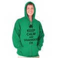 thumbnail image 5 of Keep Calm Shamrock On St Patrick's Zip Up Hoodie Men's Women's Brisco Brands 2X, 5 of 6