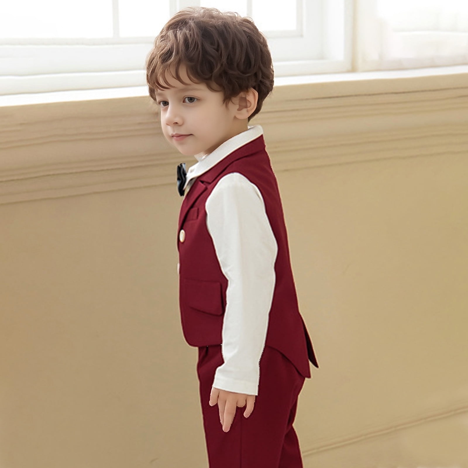 Dressy Baby Toddler Boy 5 Pcs Set Formal Tuxedo Suits No Tail Wedding Christening Baptism Outfits,Size:1-2 Years
