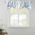 thumbnail image 2 of Tie Up Valances for Windows, Blue Teal Coral Adjustable Valance Curtains Window Treatment for Living Room/Bedroom Windows, Watercolor Coastal Summer Rod Pocket Kitchen Curtains & Drapes 42x18 Inch, 2 of 9