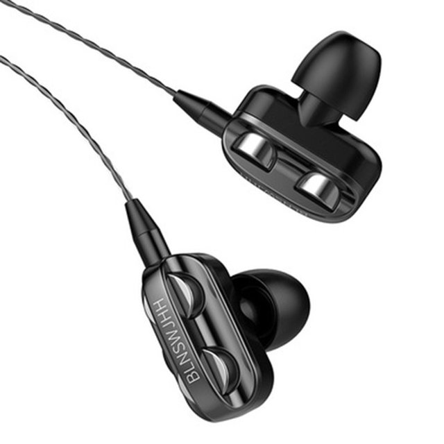 Stereo Wired In-Ear Headphones Dual Speakers Smartphone Earphones Wire-Controlled Tuning Sports Ear Plug