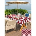 thumbnail image 4 of Red Geometric Outdoor Tablecloth - 60x84 Inch Rectangle Dining Table Cover, Vintage Rhombus Circle Texture Waterproof Outdoor Table Cloth with Umbrella Hole & Zipper for Picnic/Patio/Party, 4 of 7