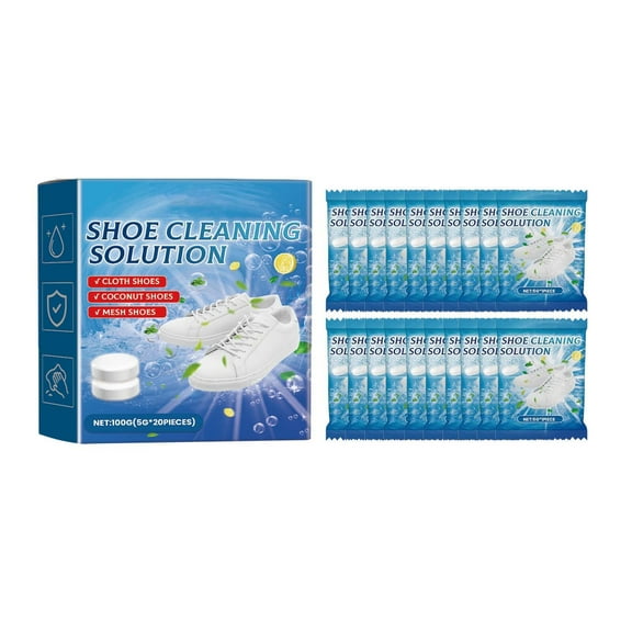 White Shoes Cleaning Tablets 20 Pack With Stain Whitening, Mild Formula And Easy Use For Sneakers, Canvas Shoes And Sports Footwear 3.5X2.4X1.2In 0.22Lb