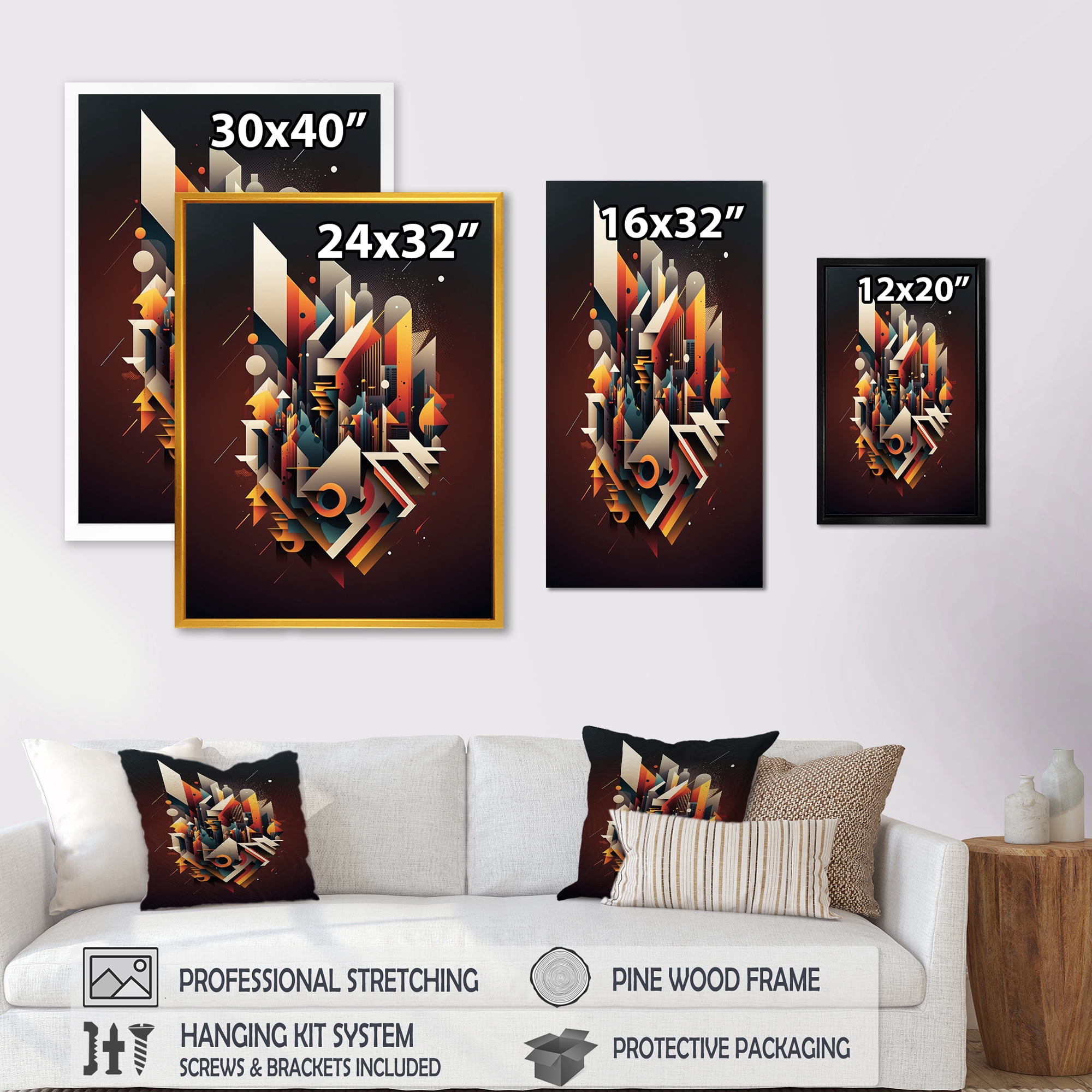 Designart Geometric Graffiti I Canvas Wall Art