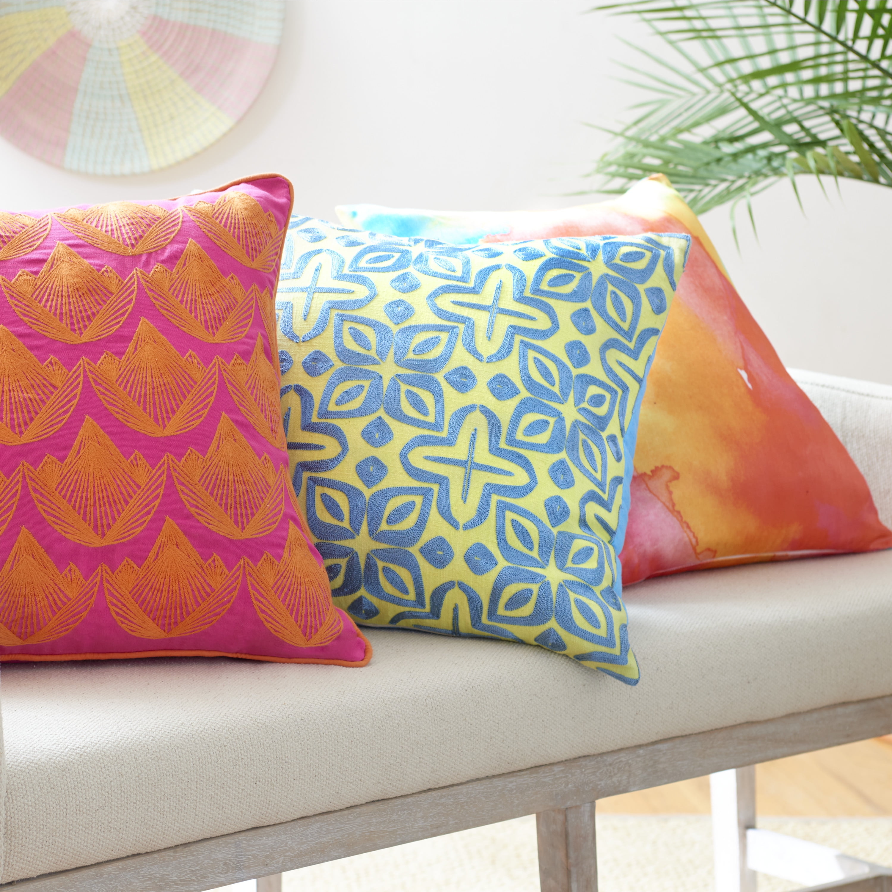 Rochelle Porter Pangea 20"x20" Decorative Square Pillow Multi, Viscose, Cotton , Polyfill, 1 Count, Adult