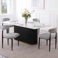 thumbnail image 6 of Modern 5-Piece Faux Marble Dining Table Top with Boucle Armless Chairs in Gray Dining Room Set for Kitchen, 6 of 8