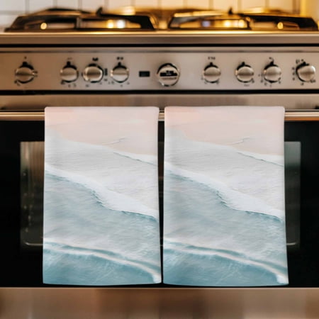 Beach Coastal Kitchen Towels Set of 2 Blue Nautical Summer Ocean Seaside Absorbent Dish Towels for Kitchen Microfiber Hand Towel Quick Drying Tea Towel for Cleaning Decorative Dishcloths