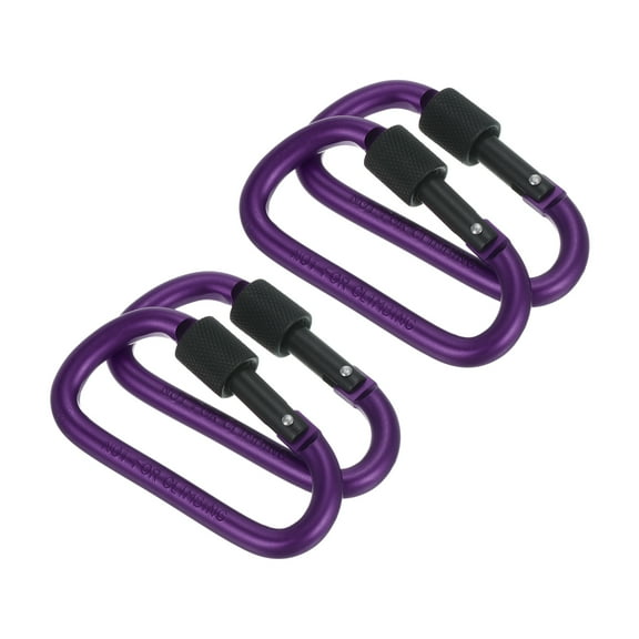 Uxcell 4 Pack Locking Hook 3" Aluminum D Ring Shape Clip Screw Gate Lock Quick Link for Keychain Outdoor Camping Hiking Purple
