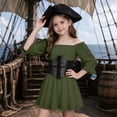 thumbnail image 4 of Girl Pirate Dress Off Shoulder Fairy Medieval Renaissance Dress with Corset Belt A Line Dress for Themed Party, 4 of 9