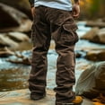 thumbnail image 2 of DODADAWANJ Men's Corduroy Loose Fit Cargo Pants with Multi Big Pockets Elastic Waist Jogging Pants Big and Tall Lightweight Sport Pants for Outdoor Camping Workout, 2 of 7