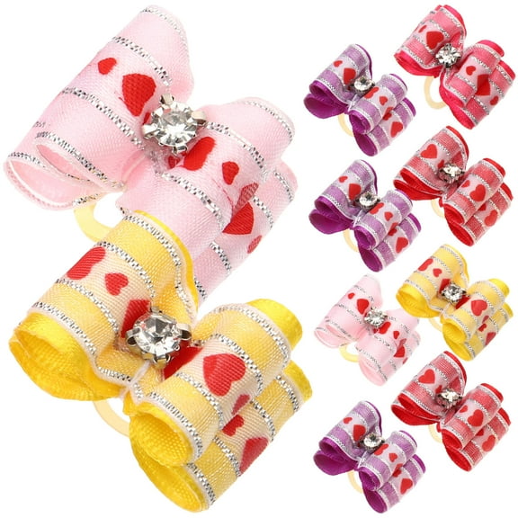 MEIBUTYUP 10Pcs Pet Hair Clip Accessories Bowknot Hairpins Assorted Color for Dog and Cat Decoration