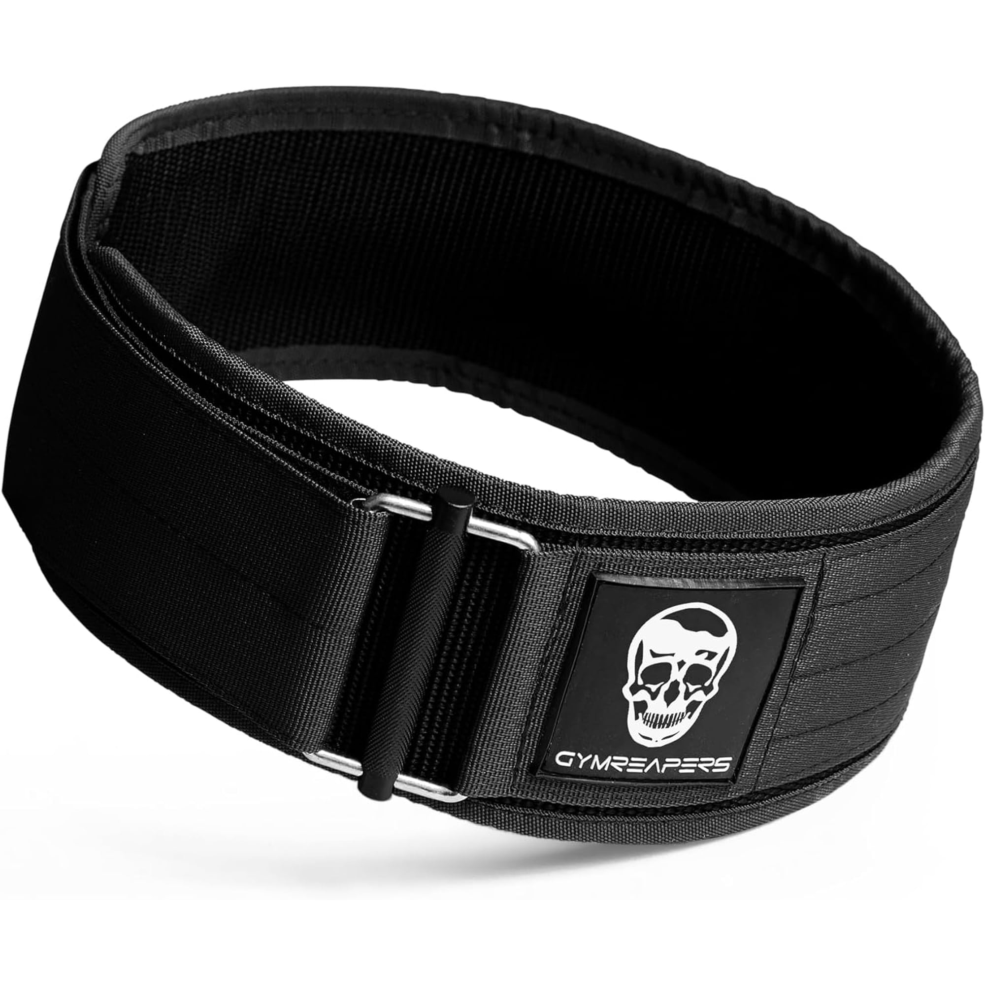 Gymreapers Quick Locking Weightlifting Belt for Bodybuilding, Powerlifting, Cross Training - 4 Inch Neoprene with Metal Buckle - Adjustable Olympic Lifting Back Support (Black, Medium)