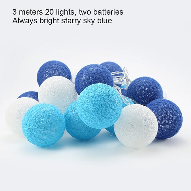 Billuyoard 20 LED Bola de algodón Decoración de vacaciones para el hogar Lámpara de cadena colgante para fiesta Boda Luz ambiental Type3 NO3