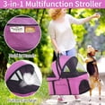 thumbnail image 4 of Dkeli 4 Wheels Dog Stroller Folding Pet Stroller Cat Stroller for Medium Dogs with Detachable Carrier, Purple, 4 of 8