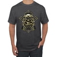 thumbnail image 1 of Wild Bobby, Brotherhood Biker Motorcycles Cross and Skull Pop Culture Men's Graphic T-Shirt, Heather Black, Medium, 1 of 3
