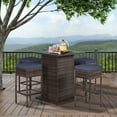 thumbnail image 3 of Gymax 5PCS Patio Bar Set Rattan Bar Furniture Set w/ Table & 4 Cushioned Stools Navy, 3 of 10