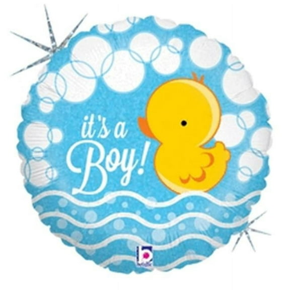 Betallic 64608 18 in. Bubble Ducky Boy Holo Foil Balloon, Pack of 5