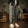 thumbnail image 5 of Pantalones vaqueros grises para hombre, pantalones vaqueros para hombre, pantalones cargo negros de pierna ancha, holgados para primavera y otoño, moda 2024, estilo callejero japonés, coreano, tallas, 5 of 5