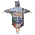 thumbnail image 2 of FORMRS Wearable Blanket Hoodie with Sleeves for Kids Cozy Flannel Sweatshirt, Green Boat, 2 of 7