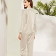 thumbnail image 4 of Nursing Pajama Sets – Button Up Cotton Lounge Wear for Women, Comfortable Sleepwear for Moms Women's Satin Solid Long Sleeve Pajama Set Comfort Loungewear, 4 of 5