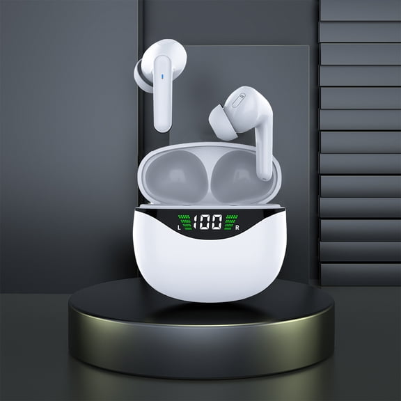 FHBVT True Wireless Bluetooth Earbuds Intelligent Noise Reduction LED Digital Power Display HiFi Stereo Sound Fingerprint Touch Control Compatible with All Phones Sports Gym Running Gaming