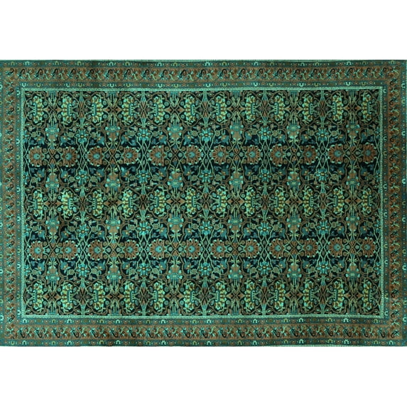 Ahgly Company Indoor Rectangle Persian Turquoise Blue Traditional Area Rugs, 2' x 3'