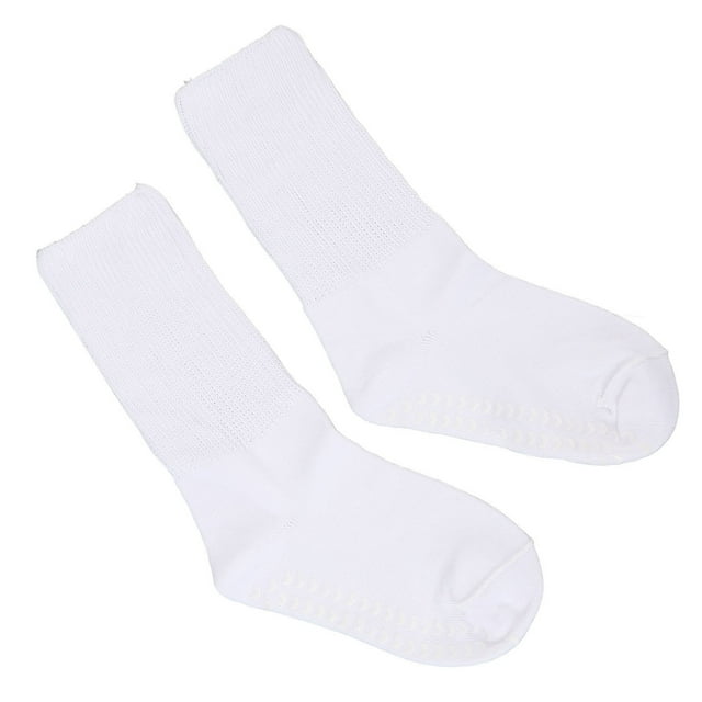 Super Wide Non Slip Loose Fit Socks with Grips High Stretch White for Fat Feet and Legs