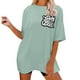 thumbnail image 4 of Fiudx Ofertas Relámpago Moda Mujer Casual Cuello Redondo Impresión Blusa Manga Corta Camiseta Verano Tops, 4 of 6