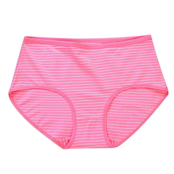 BLVB Womens Cotton Briefs Ladies Striped Mid Rise Stretch Underwear Breathable Comfortable No Show Panties