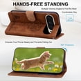 thumbnail image 3 of ELEHOLD Case for Google Pixel 9 / 9 Pro, Premium PU Leather Wallet Flip Case Folio Cover with Card Holder Kickstand,Brown, 3 of 5