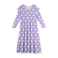 thumbnail image 5 of Abcomgle Girls Dresses Size 10-12 Casual A-Line Ruffle Long Sleeve Maxi Dress Polka Dot Crew Neck Sundresses Elegant Tiered Dresses with Pockets,Light Purple, 5 of 5