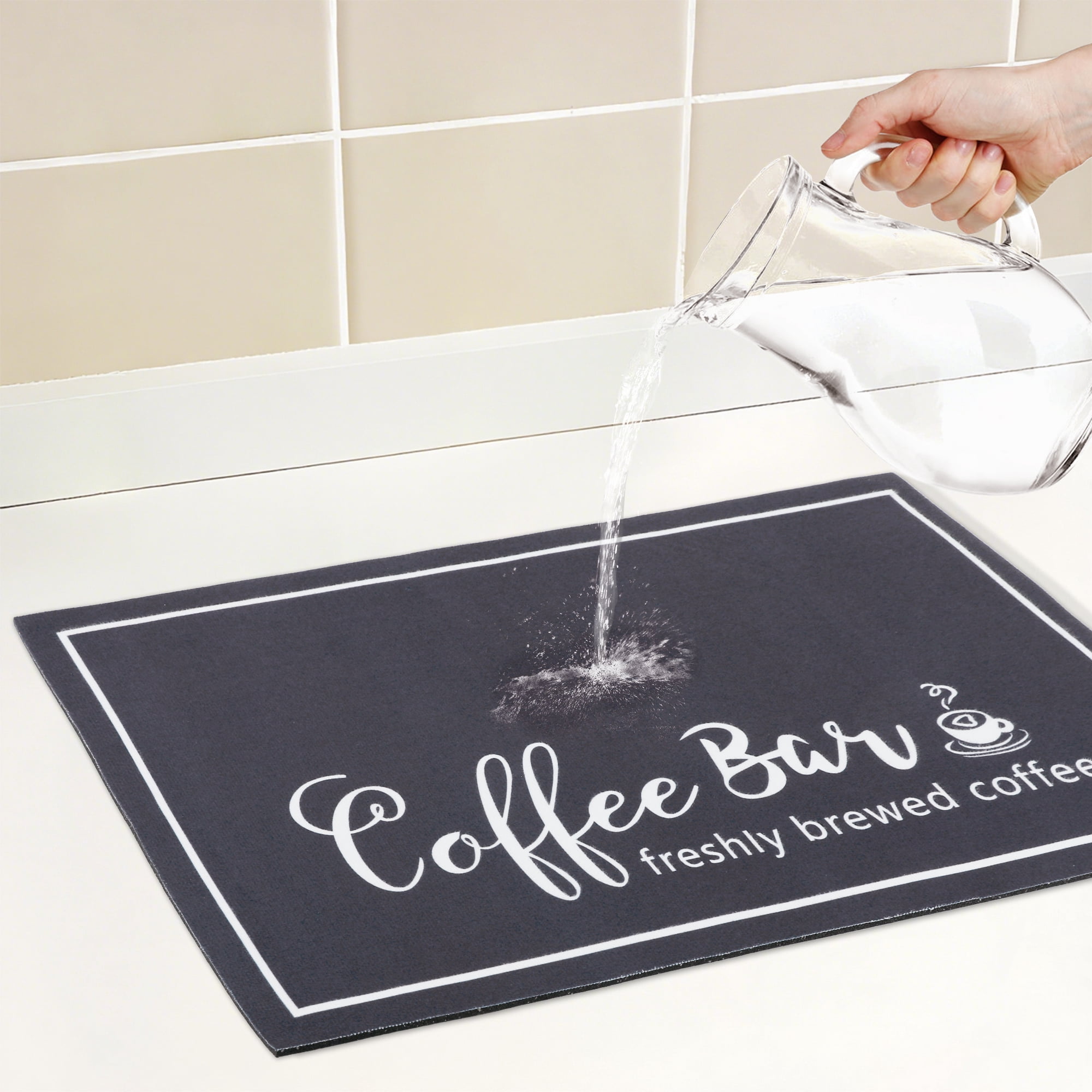 Unique Bargains Diatomaceous Quick Dry Coffee Mat for Kitchen Dark Gray 19.7*15.7 inch