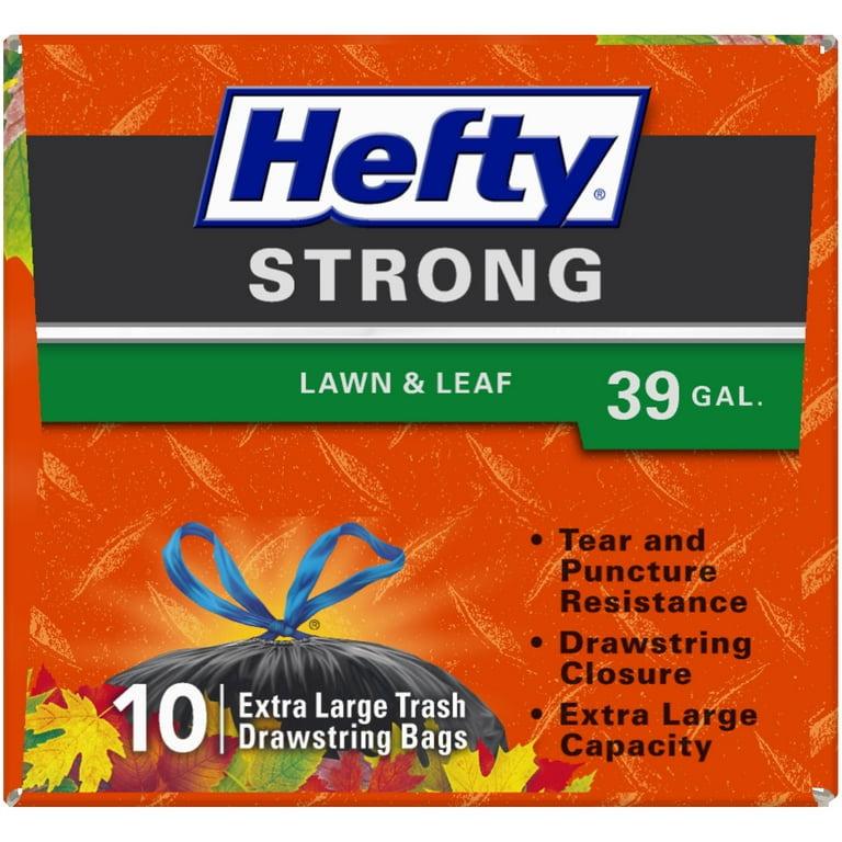 Hefty Strong Lawn & Leaf Drawstring Trash Bags - 39 Gallon - 24ct