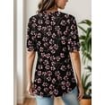 thumbnail image 3 of Weardear Womens Puff Short Sleeve Tops Dressy Casual Summer Cute V-Neck Printed T Shirts Work Blouse, 3 of 5