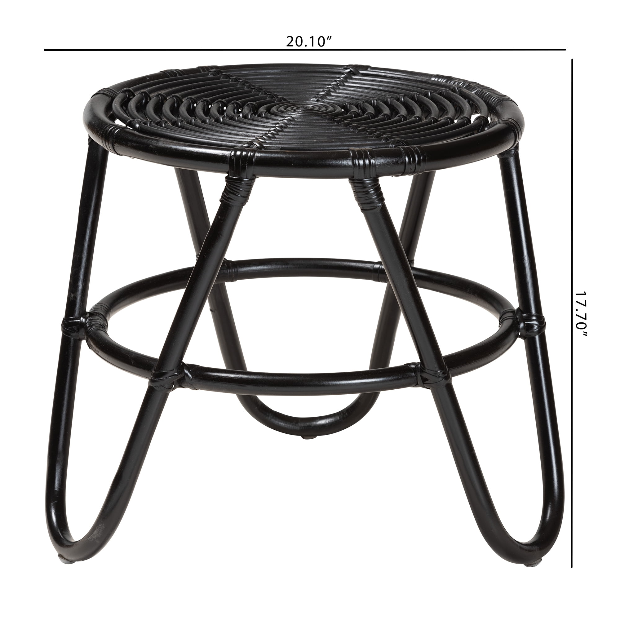 bali & pari Pertessa Rattan BOHO End Table, Black