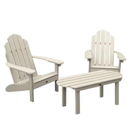 Highwood 3-pc Classic Westport Adirondack Set with 1 Classic Westport 24" W x 48" L Conversation Table - Outdoor, Eco-friendly, Synthetic Wood