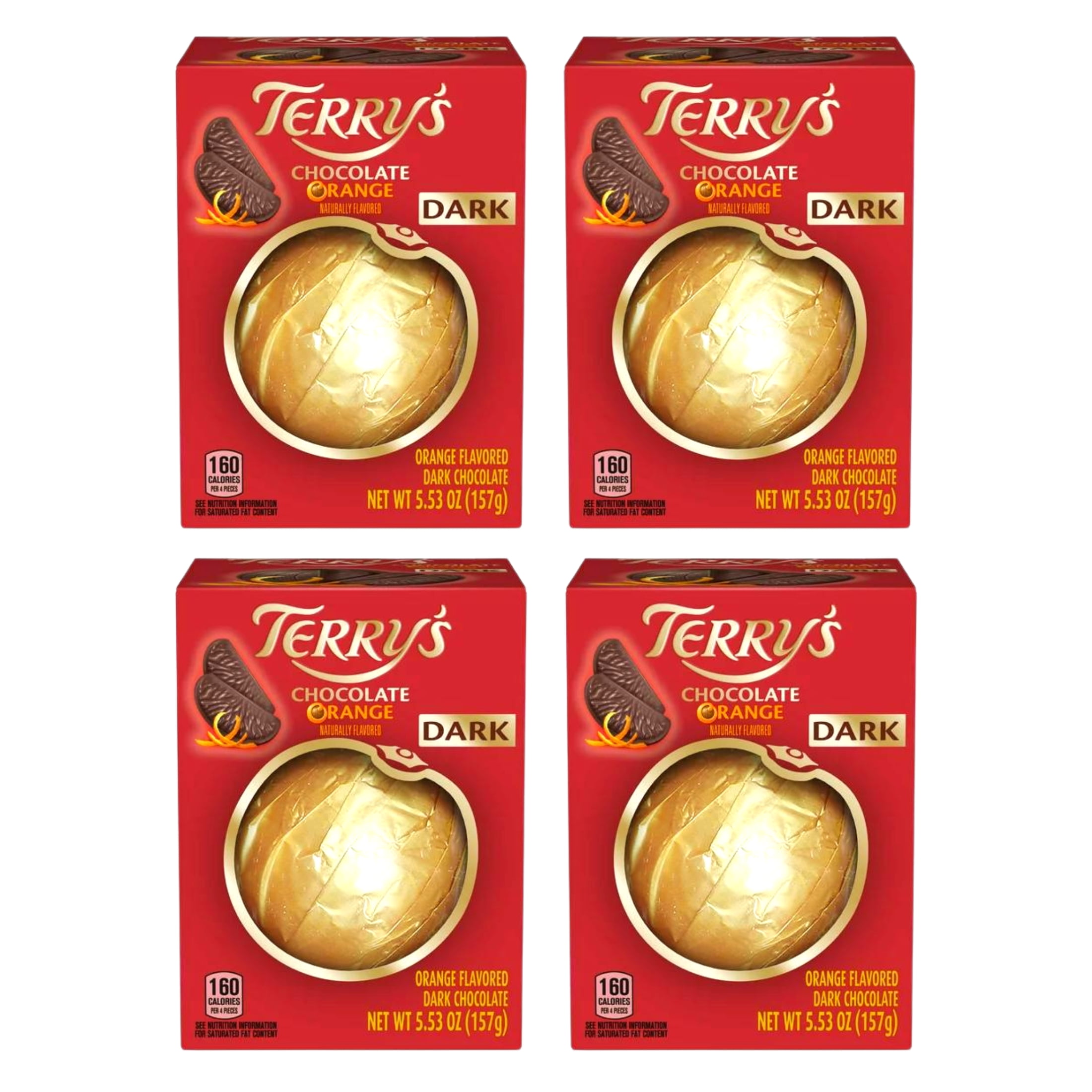 Terry's Chocolate Orange Flavored Original DARK Chocolate Confection 5.53 oz Box BUNDLE of 4