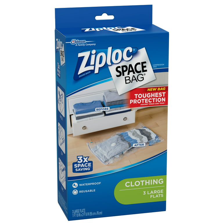 Ziploc Large Plastic Flat Space Bag, 3 per Pack (Case of 3) 70422