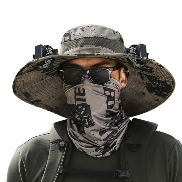 relayinert Comfortable Bucket Hat Men S Summer Cap Stylish Protection All-Weather Accessory khaki ink Double fan model