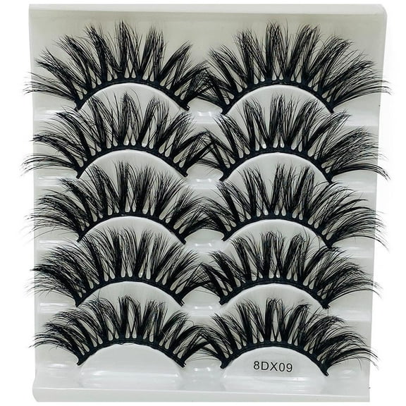 Beauty Clearance Under $15 5 Pair Natural False Eyelashes Makeup Natural Fake Thick Black I