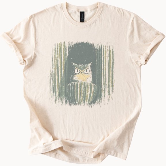 Owl Eyes Woodcut Nature T-Shirt